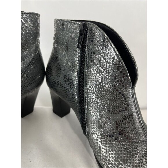 Ara Silver Metallic Snakeskin-Patterned German Booties - Picture 9 of 16